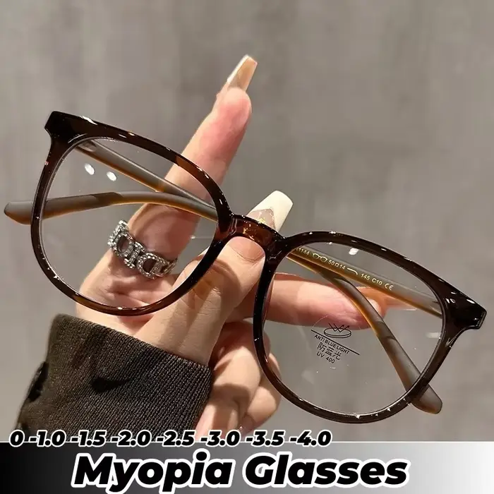 Lunettes ultralégères pour femmes, pour myopie, rondes, unisexes, lumière bleue, moins dioptrie, ver