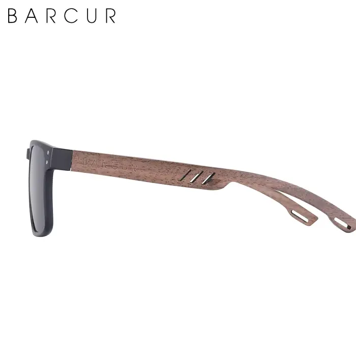 BARCUR lunettes de soleil en bois pour hommes lunettes de soleil polarisées en bois de noyer naturel