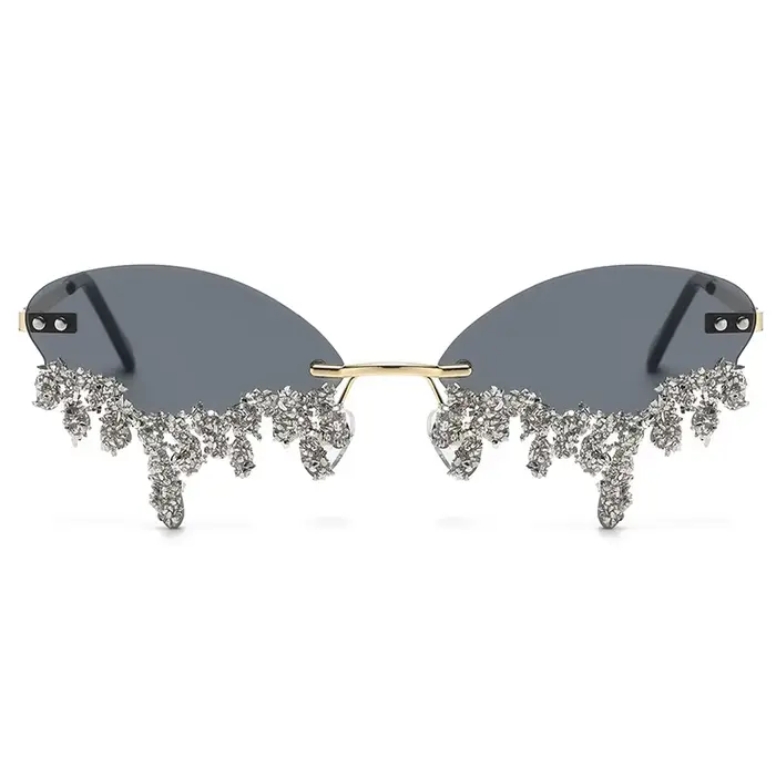 Lunettes de soleil sans monture en diamant pour femme