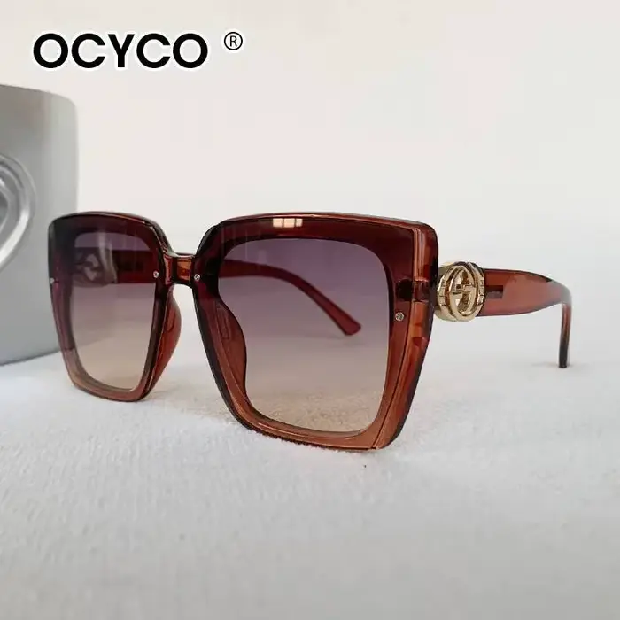 OCYCO 2026 Lunettes de soleil de luxe glamour pour femmes et hommes, monture carrée oversize, lunett
