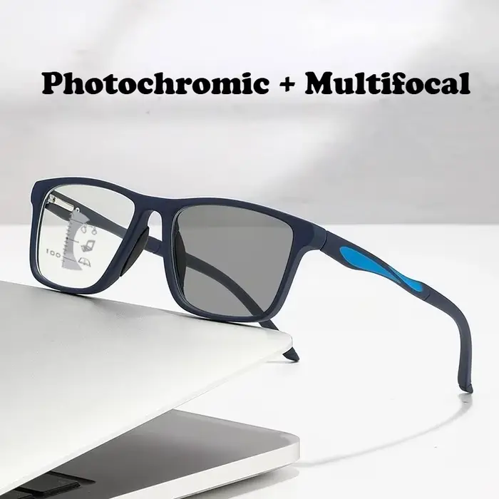 Lunettes de lecture multifocales photochromiques à la mode neutre