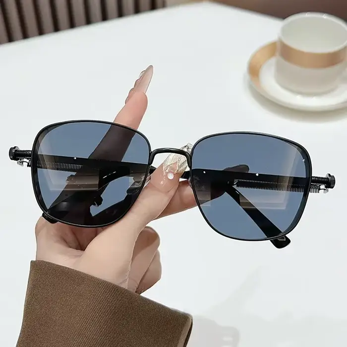 Nouvelles lunettes de soleil pour myopie en métal à monture carrée de Style Vintage