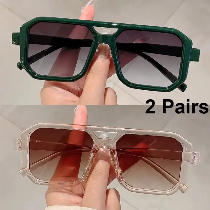 2 paires de lunettes de soleil carrées Vintage pour hommes et femmes
