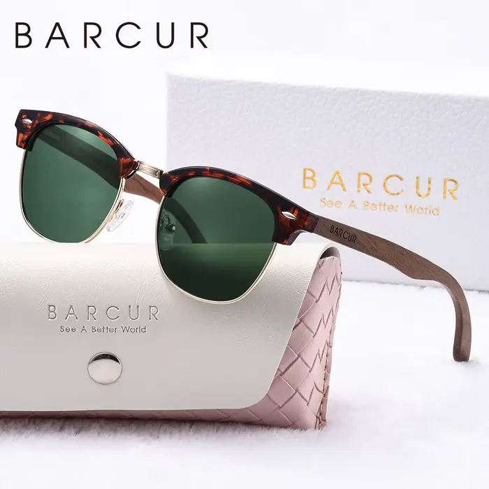 BARCUR marque sourcils uniques lunettes de soleil polarisées PC + cadre en métal riz ongles Design d