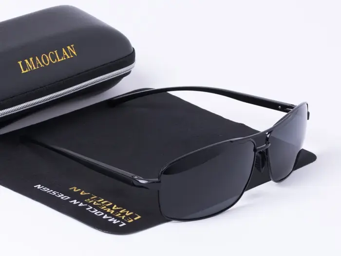 LMAOCLAN marque aluminium magnésium polarisé or lunettes de soleil hommes UV400 classique mâle lunet