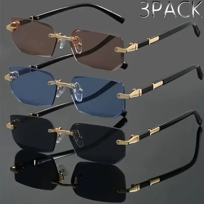 Lot de 3 lunettes de soleil sans monture, aux couleurs bonbon, tendance et élégantes, idéales pour l