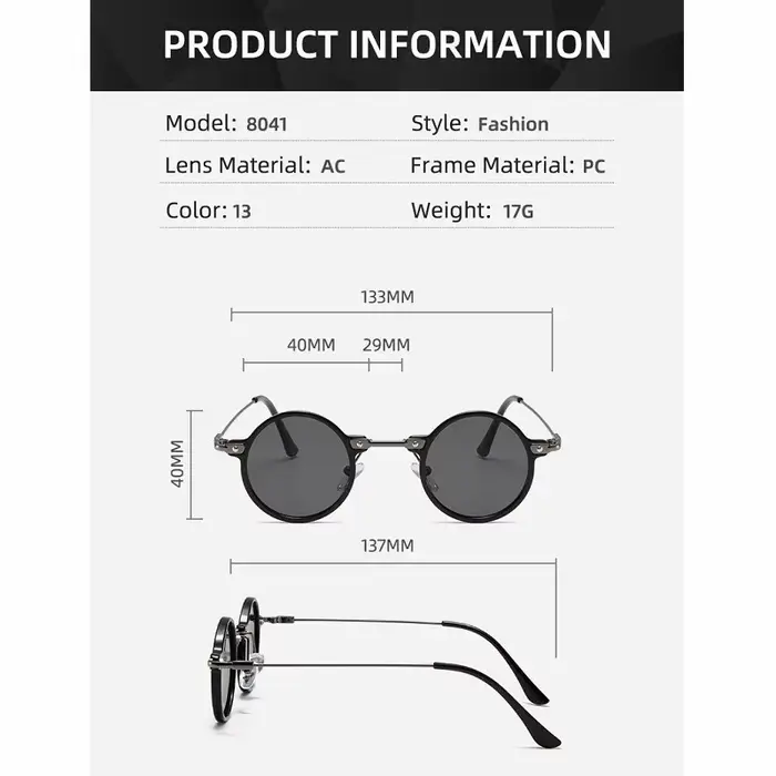 Lunettes de soleil rondes rétro pour hommes et femmes