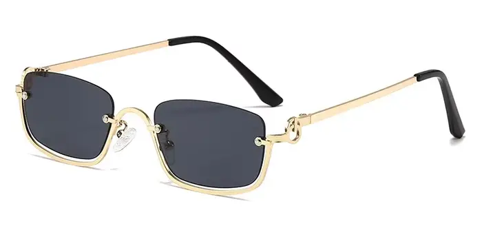 Lunettes de soleil carrées demi-monture pour femmes, marque de luxe, petit métal rétro rectangulaire