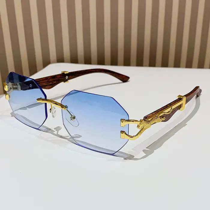 Lunettes de soleil hexagonales sans bords pour hommes et femmes