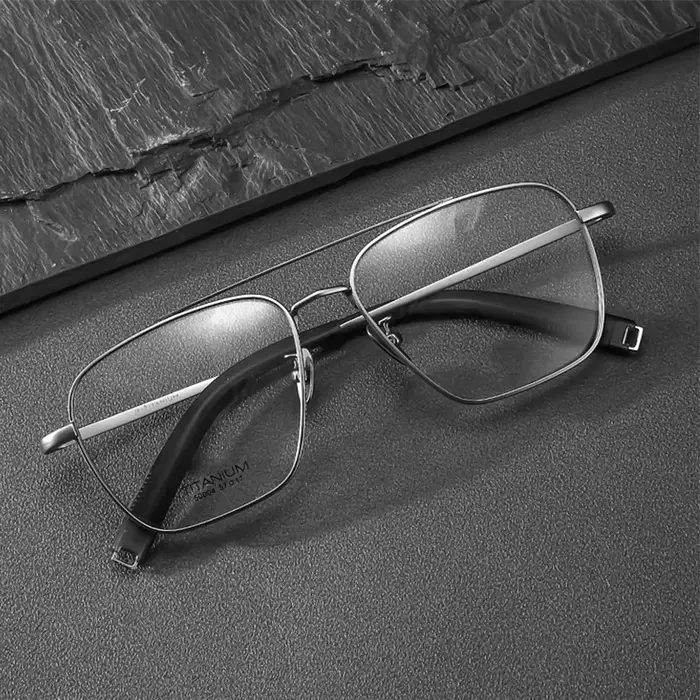 Lunettes Vintage Anti-lumière bleue en titane pur à Double pont pour hommes, monture de 150mm, grand