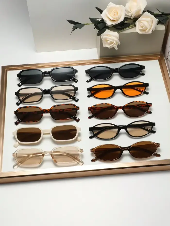 Lunettes à monture géométrique, 10 pièces, Style Simple pour un usage quotidien, réunions de famille