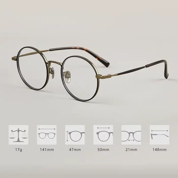 Lunettes rondes rétro de marque de styliste, petites lunettes à revêtement IP en titane pur, monture