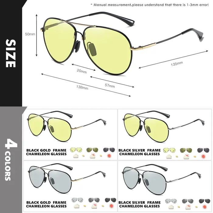 LIvissed-MO Aviation Memory Metal Lunettes de soleil polarisées pour hommes, vision nocturne, lunett