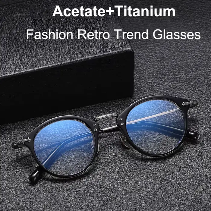 Lunettes de vue de luxe rétro en acétate et titane