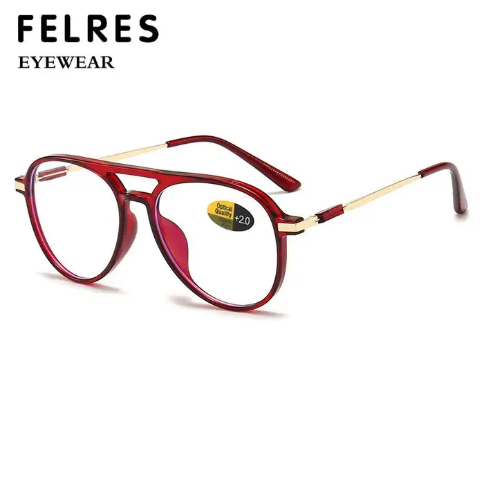 Double pont pilote grand Anti lumière bleue lunettes de lecture femmes hommes clair lentille