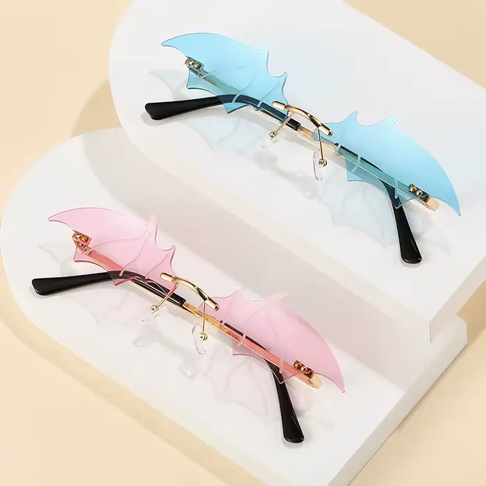 Lunettes de soleil sans monture en forme de chauve-souris 2026 pour femmes et hommes