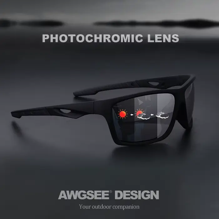 Lunettes de sport polarisées vintage, verres photochromiques, monture PC et lentille AC pour la cond