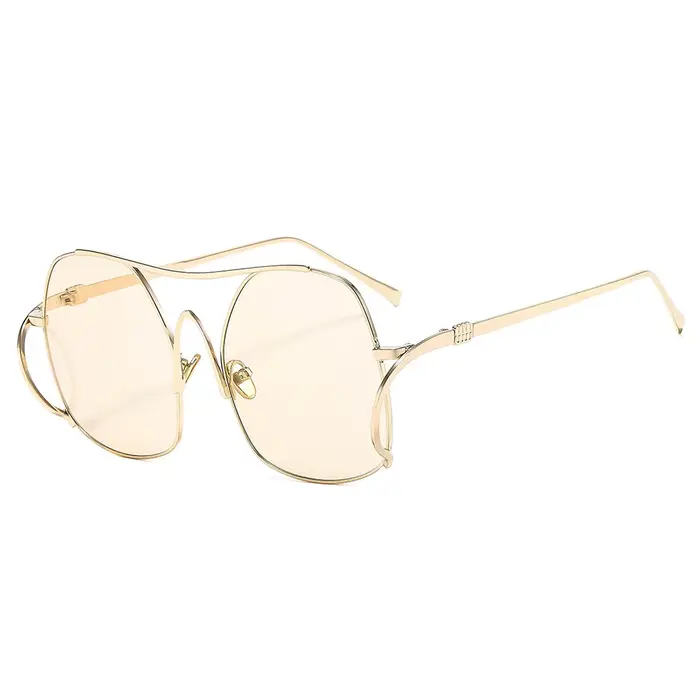 Nouvelle mode de luxe dégradé ovale femmes lunettes de soleil 2025 personnalité Double faisceau cadre conception