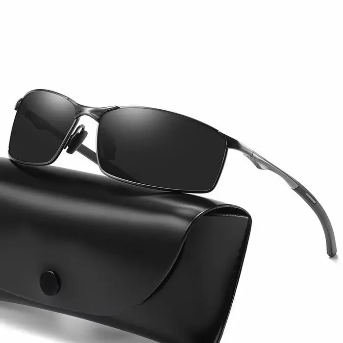 Lunettes de soleil polarisées à monture métallique rectangulaire pour hommes, marque de styliste, co