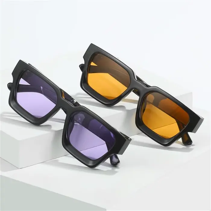 Lunettes de soleil carrées rétro Orange pour femmes et hommes