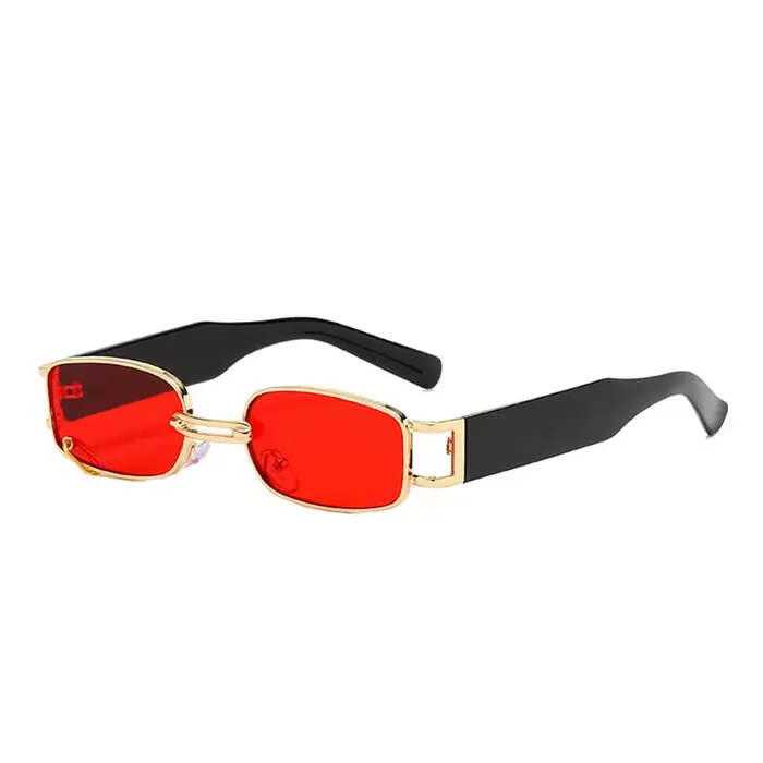 SO & EI Ins mode populaire petit rectangle femmes lunettes de soleil de luxe Vintage anneau en métal