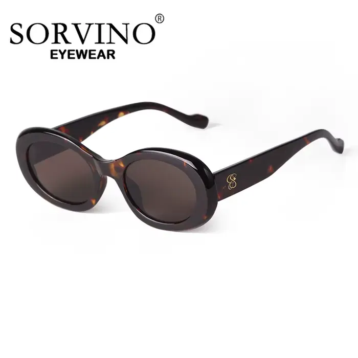 SORVINO tendance coquille de tortue noir ovale lunettes de soleil dégradé marron lentille ronde femmes hommes