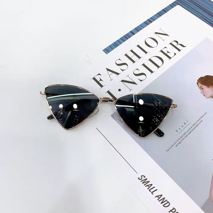 Lunettes de soleil œil de chat pour enfants, triangle en métal, rose cool, lunettes de soleil pour f