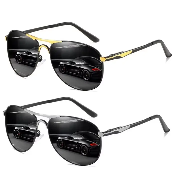 Lunettes de soleil de pilote surdimensionnées en métal de luxe pour hommes et femmes