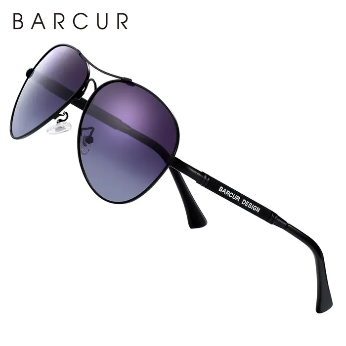 BARCUR Design titane alliage lunettes de soleil polarisées hommes lunettes de soleil femmes pilote d