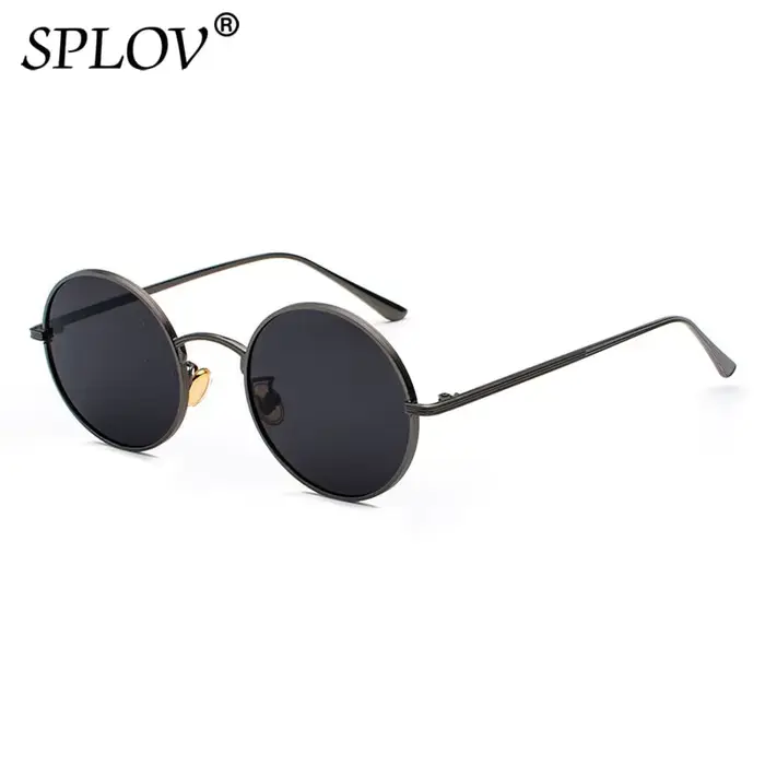 SPLOV rétro Style Punk hommes lunettes de soleil femmes Vintage rond cadre en métal lentille colorée