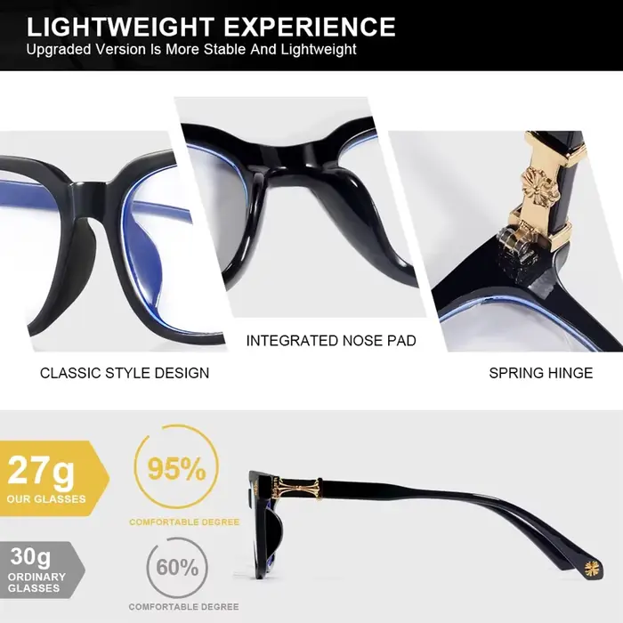 Lunettes carrées Anti-lumière bleue pour hommes et femmes, 1 pièce, monture noire et transparente, u