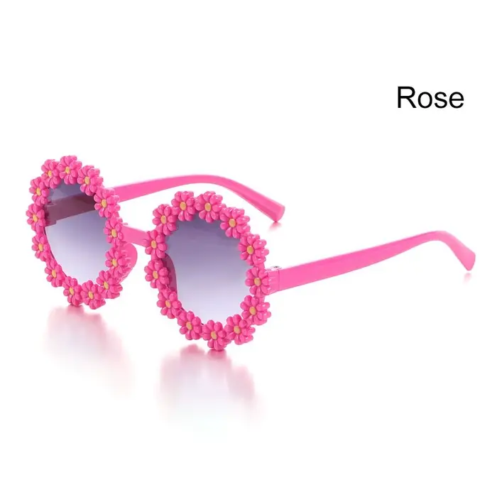 Lunettes de soleil rondes à fleurs pour enfants, jolies lunettes de soleil marguerite, Protection so