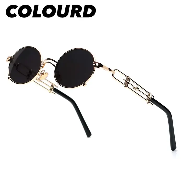 VIVIBEE Steampunk ovale petites femmes lunettes de soleil Punk or métal cadre refroidissement