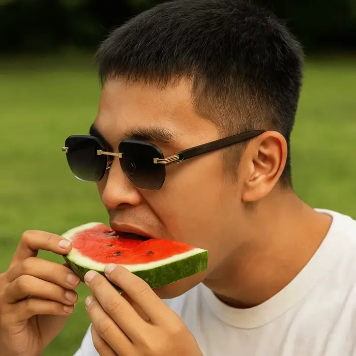 Lunettes de soleil sans monture effet bois