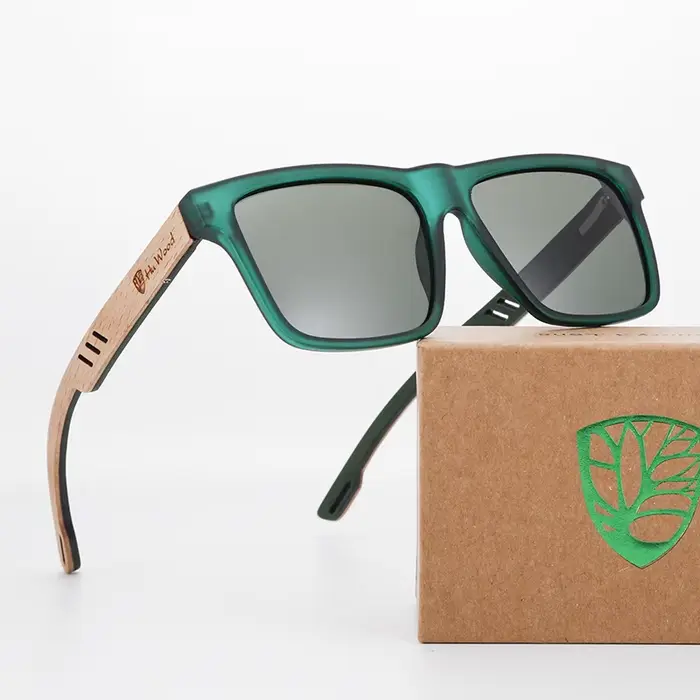 Lunettes de soleil polarisées carrées en bois HU WOOD pour hommes et femmes, idéales pour la conduit