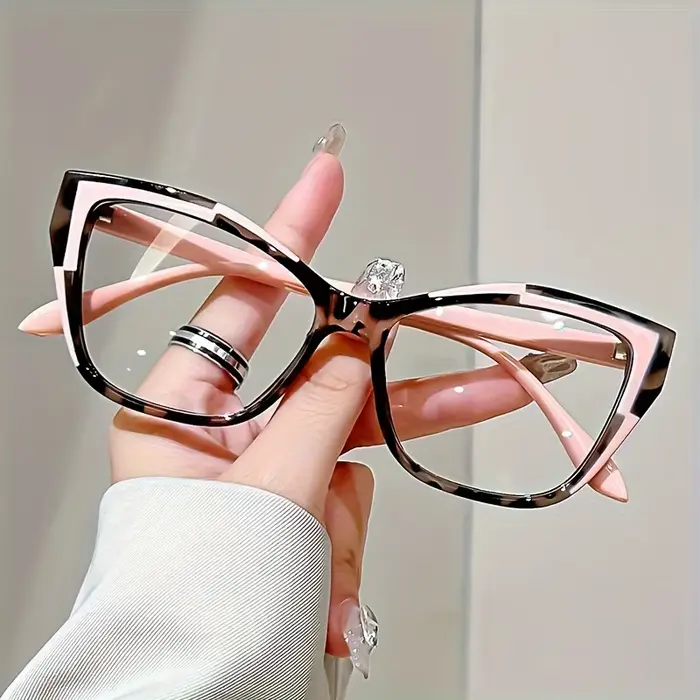 Lunettes de lecture œil de chat élégantes pour femmes, design à la mode, bloc de couleur, anti-lumiè