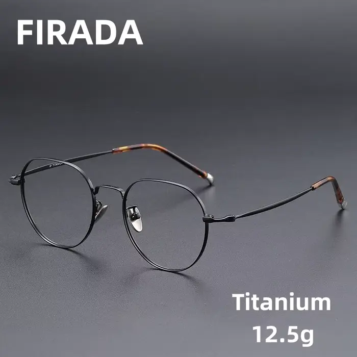 FIRADA lunettes confortables à la mode luxueux rond lunettes en titane montures de lunettes de vue p