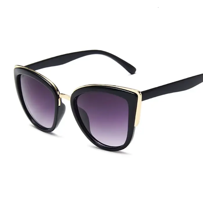 Lunettes de soleil œil de chat Vintage pour femmes, marque rétro, monture ronde en métal, miroir UV4