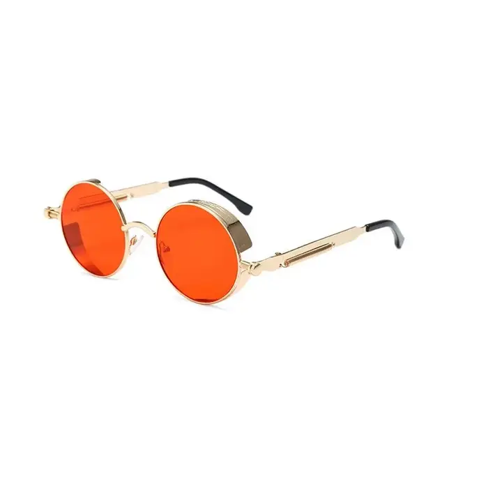 Lunettes De soleil Steampunk en métal pour hommes et femmes, rondes à la mode, marque De styliste, V