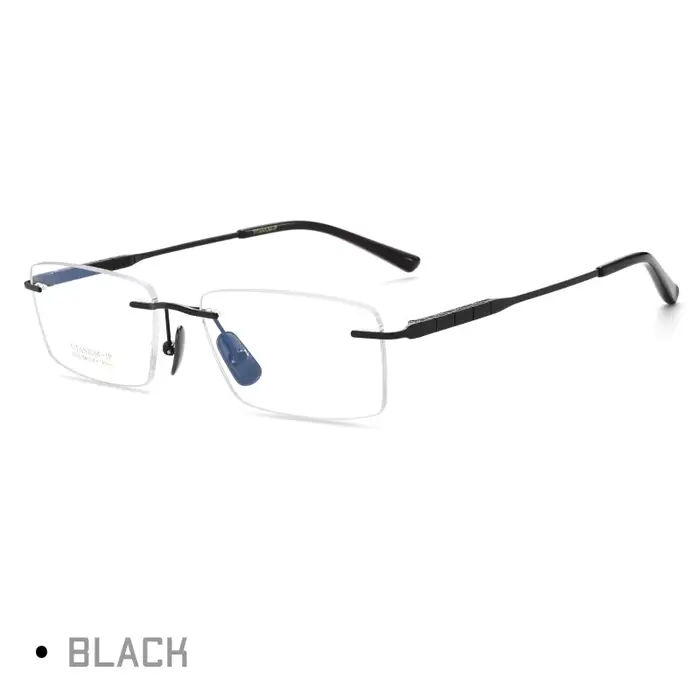 Lunettes sans monture en titane pur ultralégères pour hommes, lunettes rectangulaires, lunettes sans