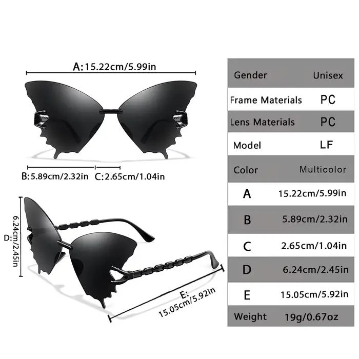 Lunettes de soleil papillon tendance pour femmes et hommes – Monture irrégulière mignonne et décontractée pour le