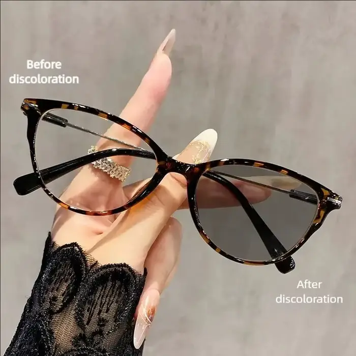 Lunettes de myopie photochromiques pour femmes, Anti lumière bleue, monture œil de chat, pour myopie