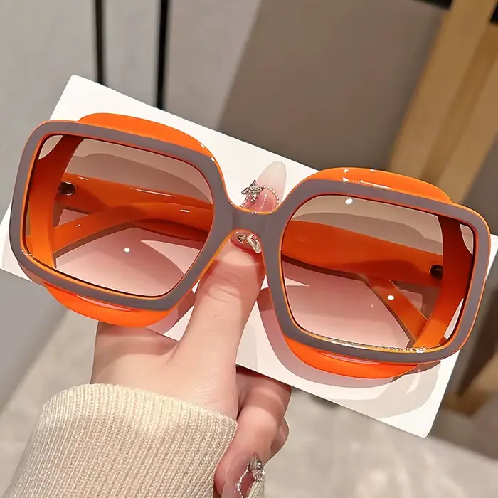 Lunettes de soleil à la mode avec blocage de couleur polygonal pour hommes et femmes, Style rétro Y2