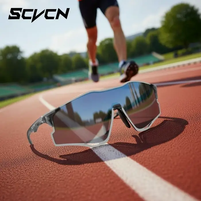 Lunettes de soleil de course légères SCVCN pour hommes, lunettes de cyclisme photochromiques UV400, 