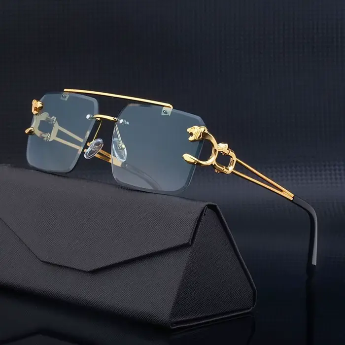 Steampunk – lunettes de soleil carrées sans bords pour hommes et femmes