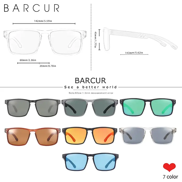 BARCUR-Lunettes de soleil polarisées en bois naturel pour hommes, lunettes carrées originales, lunet