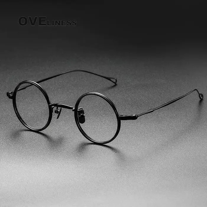 Monture de lunettes en titane pur pour hommes et femmes, Vintage, ronde, pour myopie, Prescription o