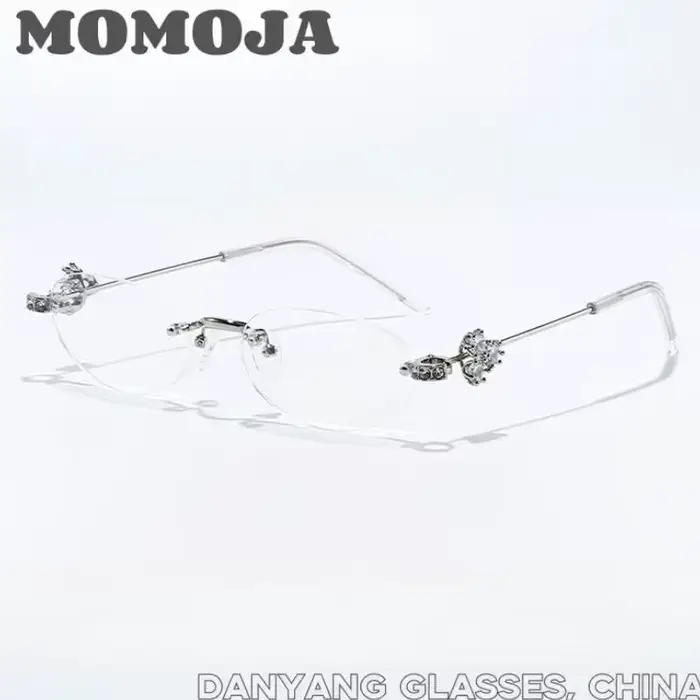 MOMOJA femmes luxe petites lunettes ovales cadre sans monture monture lunettes Ultra léger haute qua
