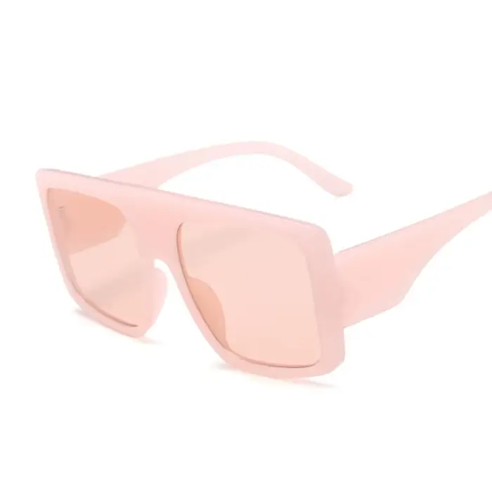 Lunettes de Soleil Carrées Roses à Grande Monture pour Femme, Marque de Luxe de Styliste, Vintage, D