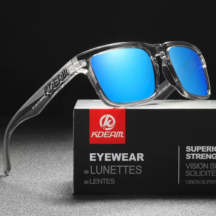 Kdeam 2024 lunettes de soleil polarisées de haute qualité pour hommes cadre gris Transparent mode un